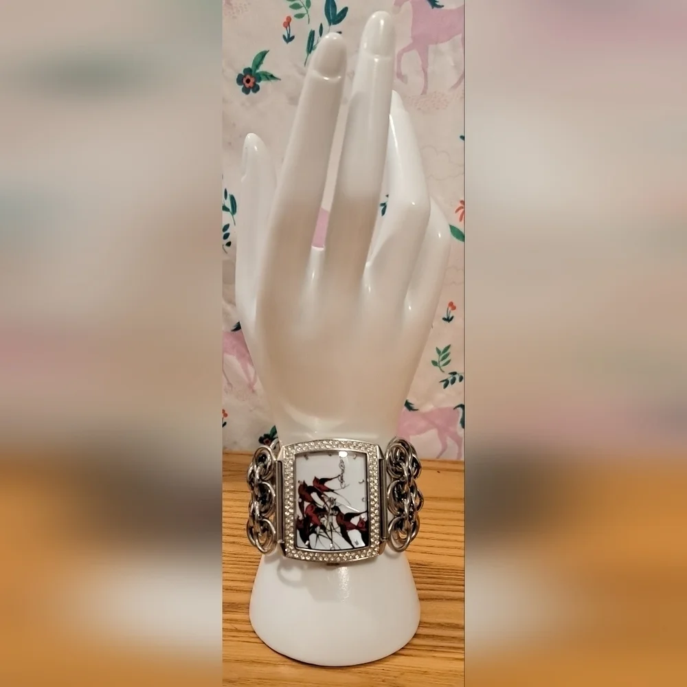 EUC Vintage Y2K Ed Hardy Silver Lynx Sparrow Casual Moto Goth Watch Jewelry